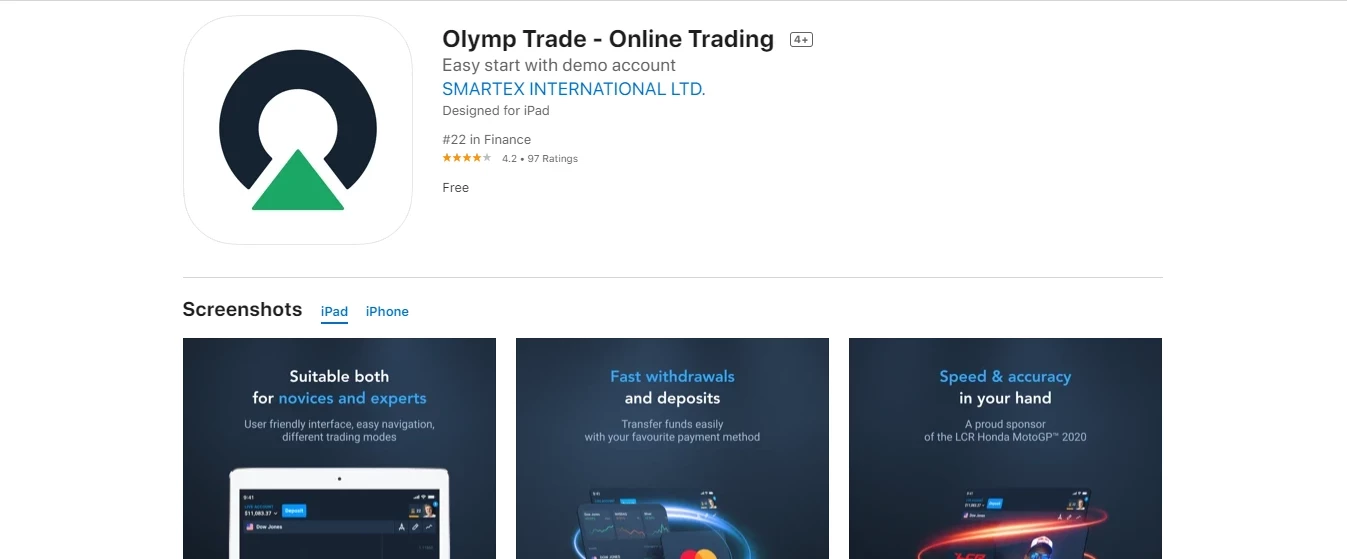 Como se cadastrar no aplicativo móvel e entrar Olymp Trade?
